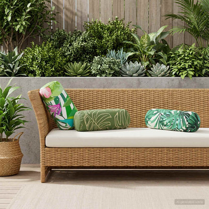 vidaXL Throw Pillow 6 pcs HEERLEN Leaf Pattern Dia. 15 x 40 cm