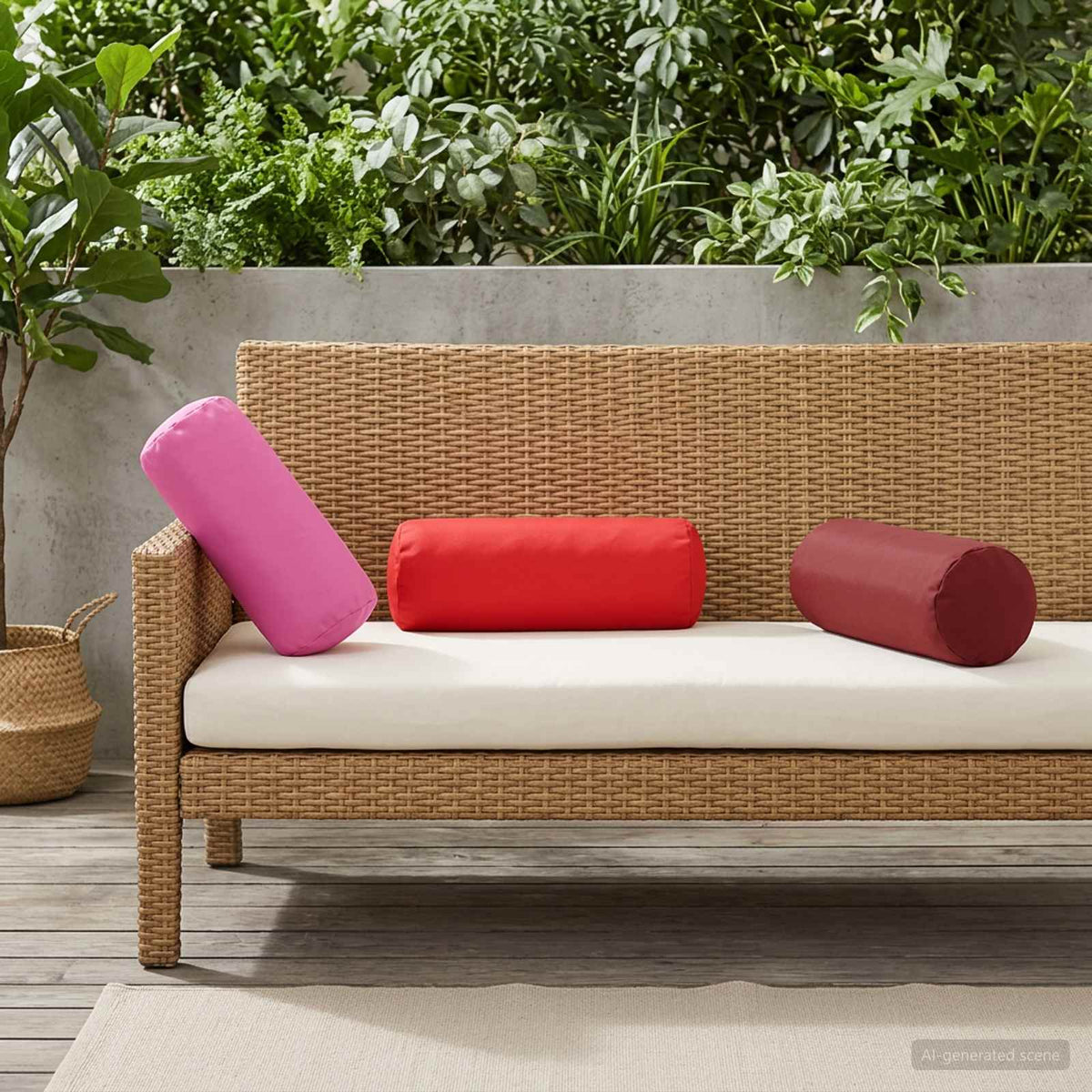 vidaXL Throw Pillow 6 pcs HEERLEN Red Dia. 15 x 40 cm Polyester
