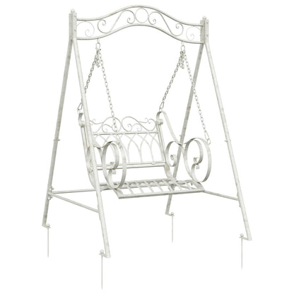 vidaXL Swing Bench Steel 113 x 121.5 x 168 cm Antique White