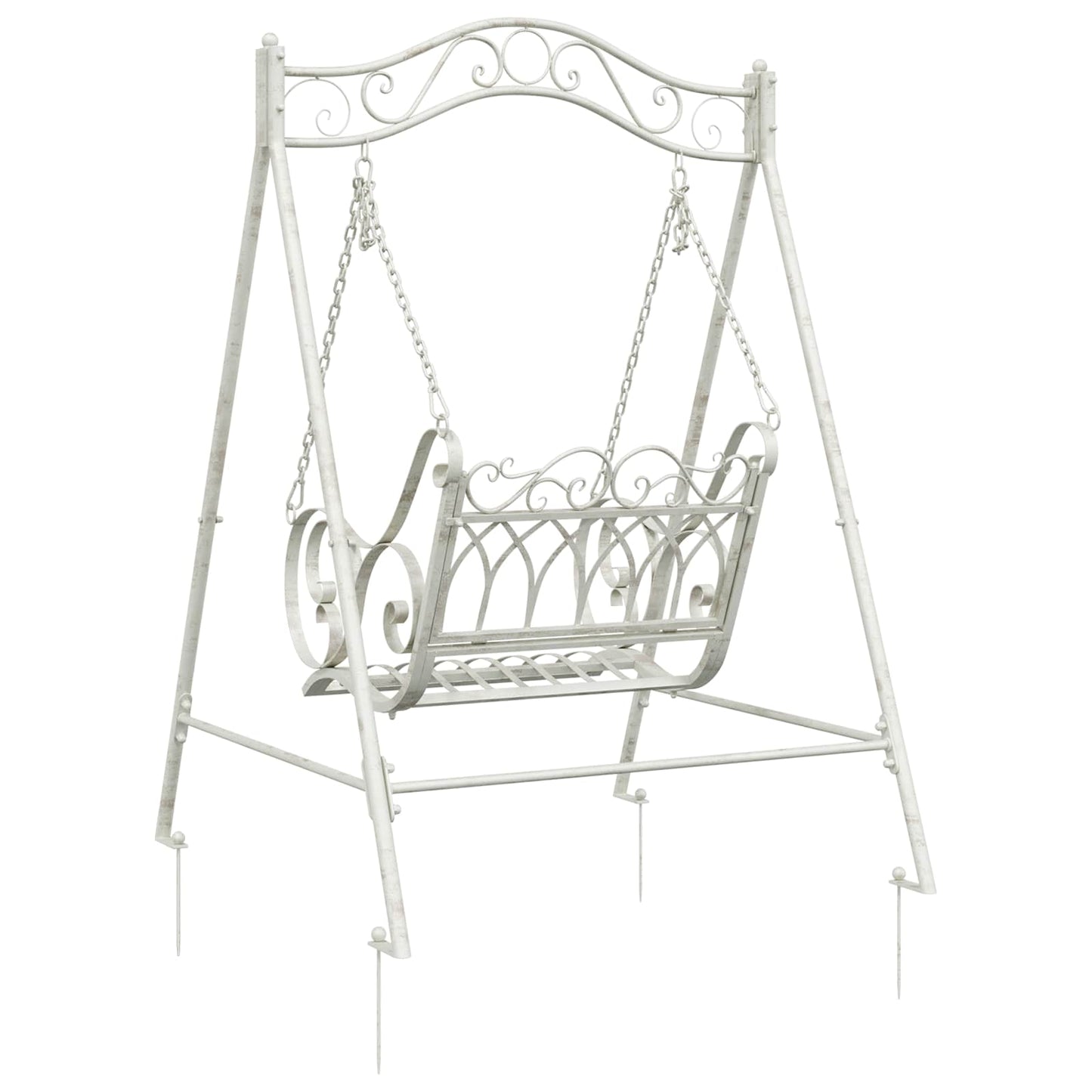 vidaXL Swing Bench Steel 113 x 121.5 x 168 cm Antique White