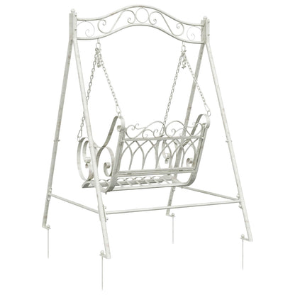 vidaXL Swing Bench Steel 113 x 121.5 x 168 cm Antique White