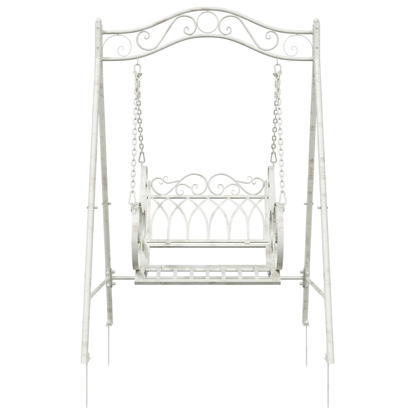 vidaXL Swing Bench Steel 113 x 121.5 x 168 cm Antique White