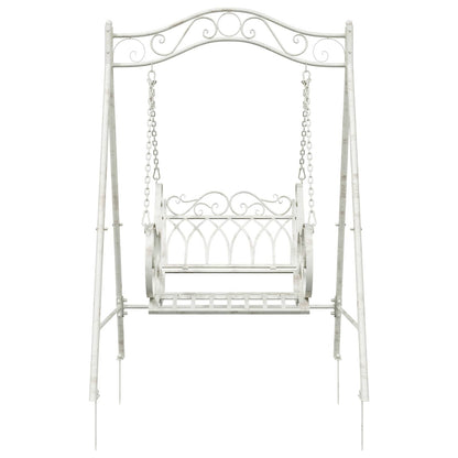 vidaXL Swing Bench Steel 113 x 121.5 x 168 cm Antique White