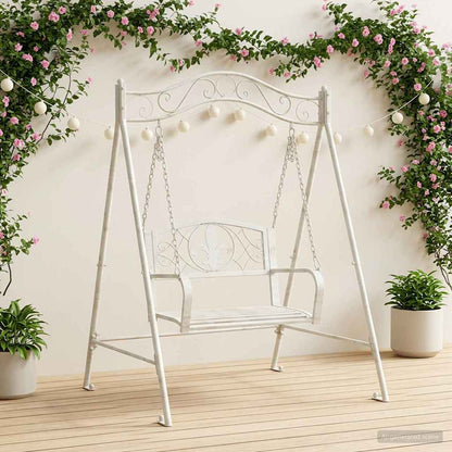 vidaXL Swing Bench Steel 113 x 121.5 x 168 cm Antique White