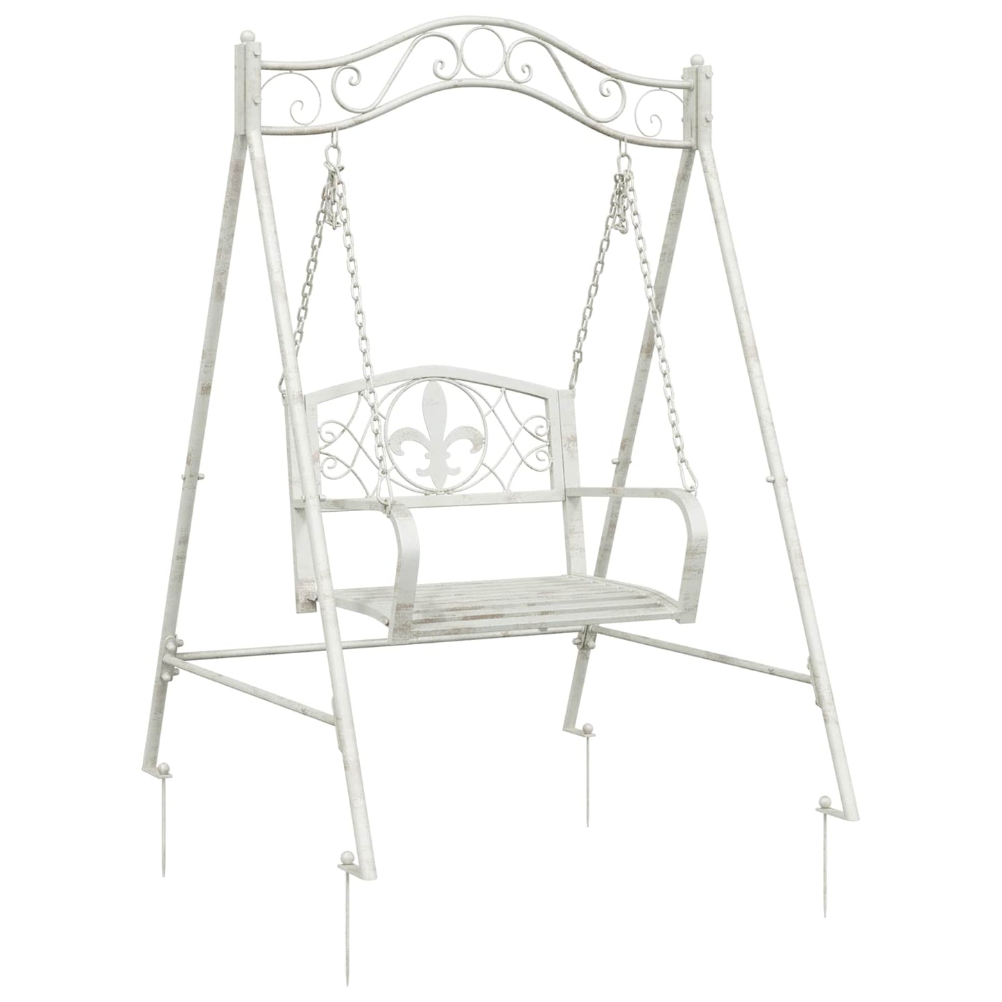 vidaXL Swing Bench Steel 113 x 121.5 x 168 cm Antique White
