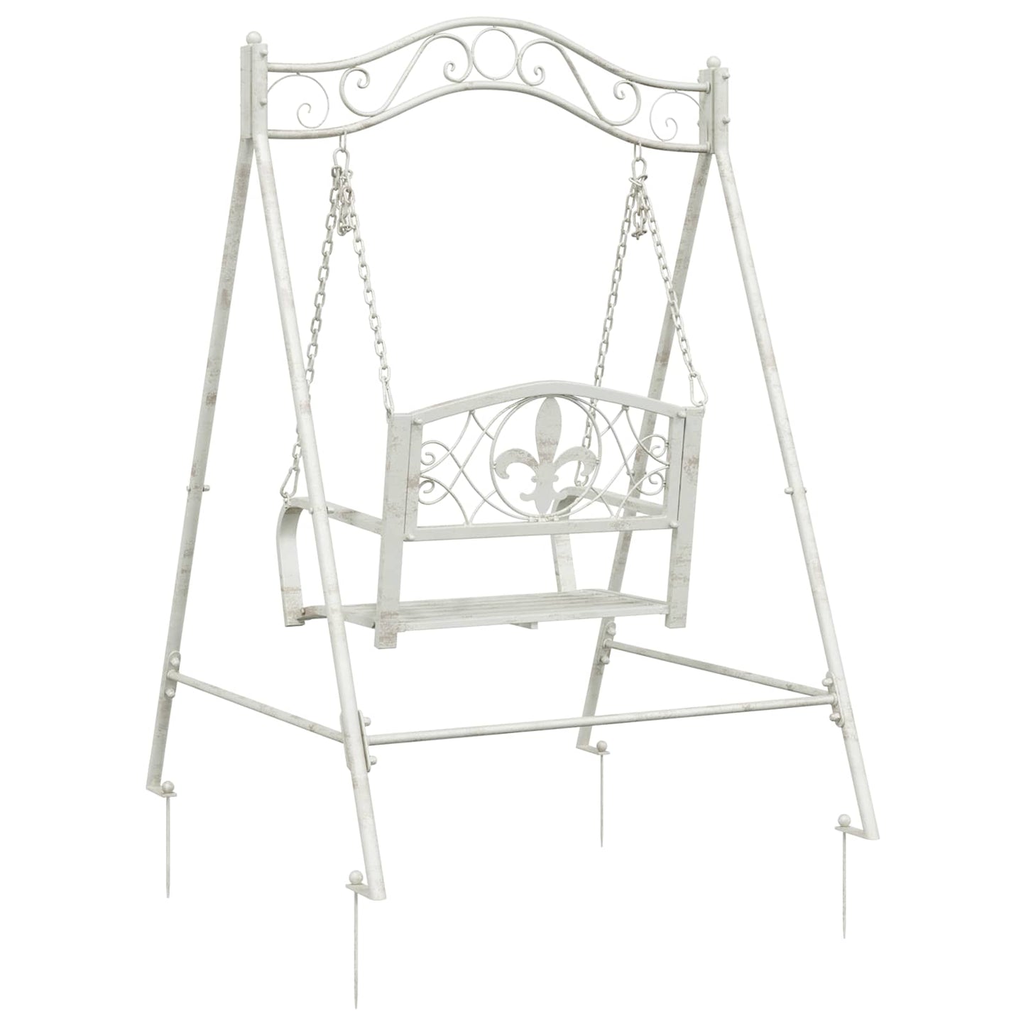 vidaXL Swing Bench Steel 113 x 121.5 x 168 cm Antique White