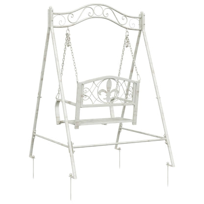 vidaXL Swing Bench Steel 113 x 121.5 x 168 cm Antique White