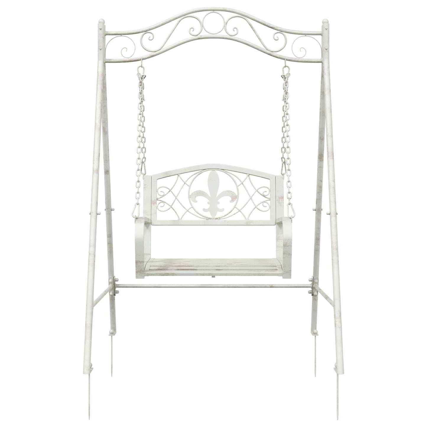 vidaXL Swing Bench Steel 113 x 121.5 x 168 cm Antique White