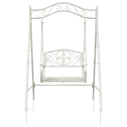 vidaXL Swing Bench Steel 113 x 121.5 x 168 cm Antique White