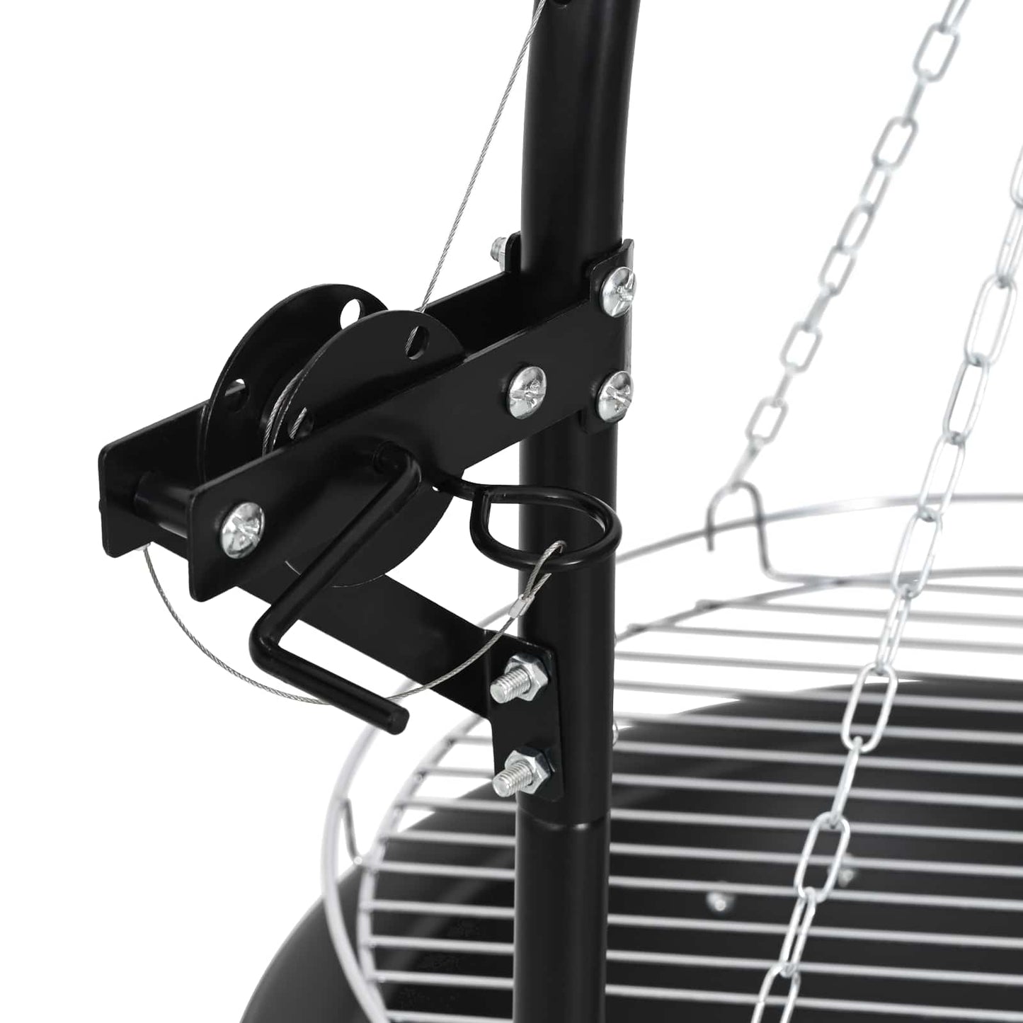 vidaXL Fire Pit with Adjustable Grill Grate ⌀55.5 x 107.5 cm Steel