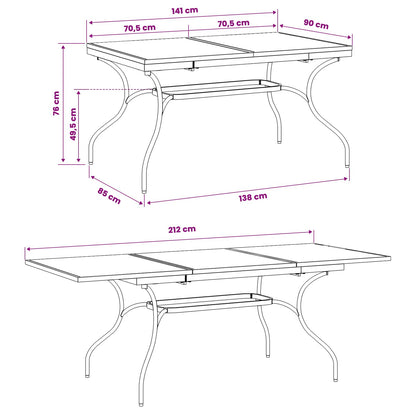 vidaXL Extendable Mesh Dining Table Anthracite 212 x 90 x 76 cm Steel