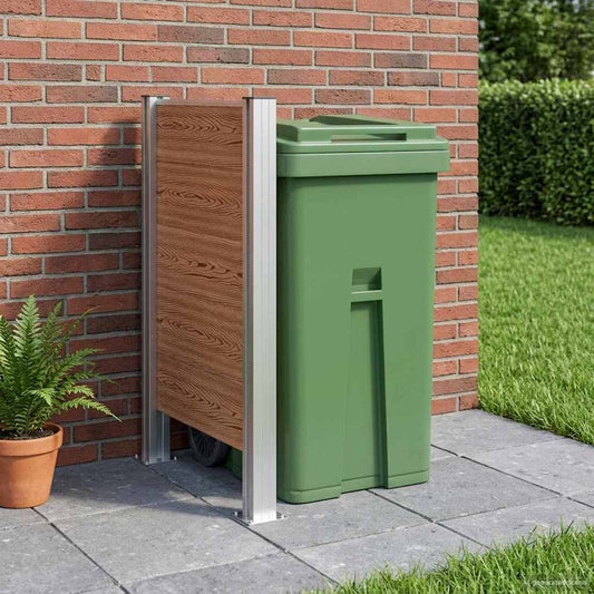 vidaXL Garbage Bin Fence Brown 85 x 12 x 115 cm Aluminium and WPC