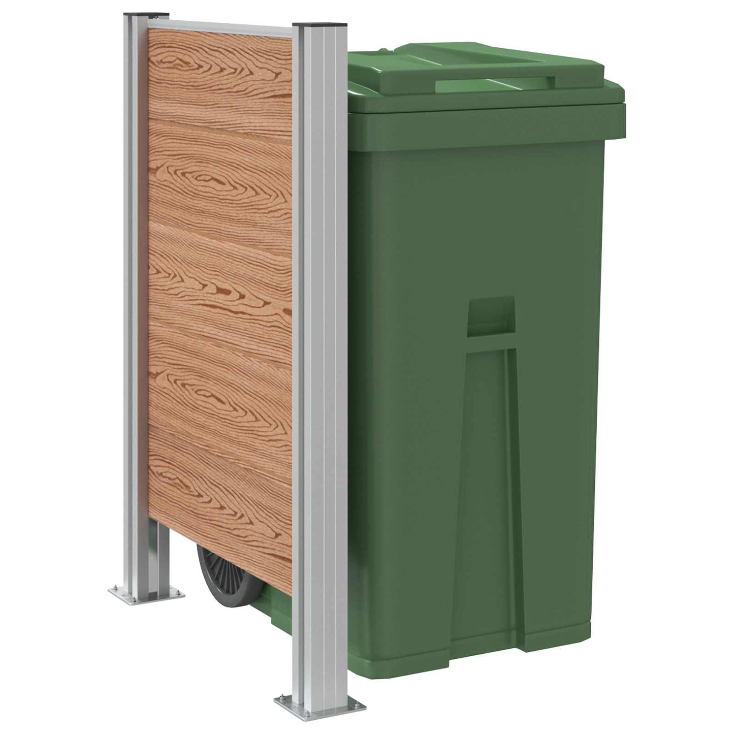 vidaXL Garbage Bin Fence Brown 85 x 12 x 115 cm Aluminium and WPC