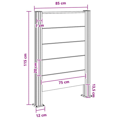 vidaXL Garbage Bin Fence Grey 85 x 12 x 115 cm Aluminium and WPC