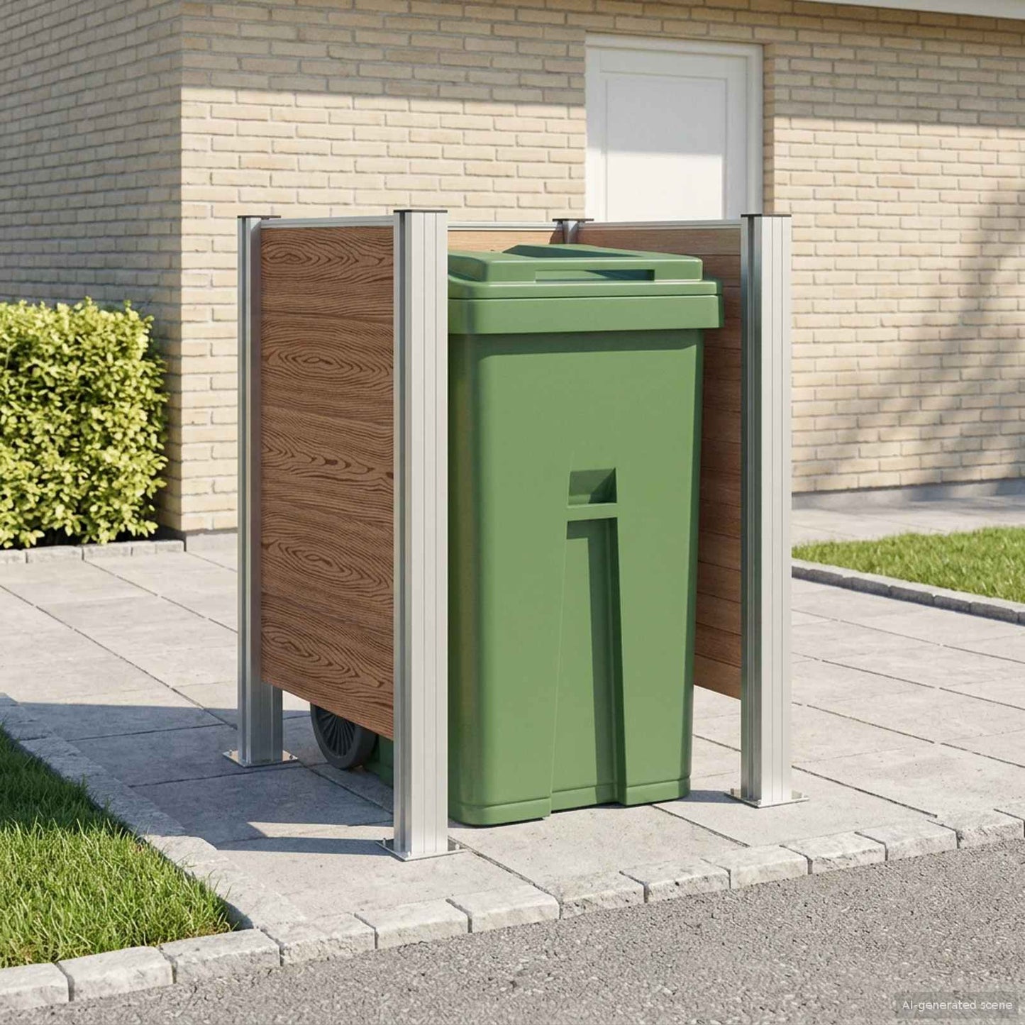 vidaXL Garbage Bin Fence Brown 85 x 85 x 115 cm Aluminium and WPC