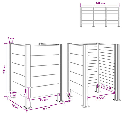 vidaXL Garbage Bin Fence Brown 85 x 85 x 115 cm Aluminium and WPC