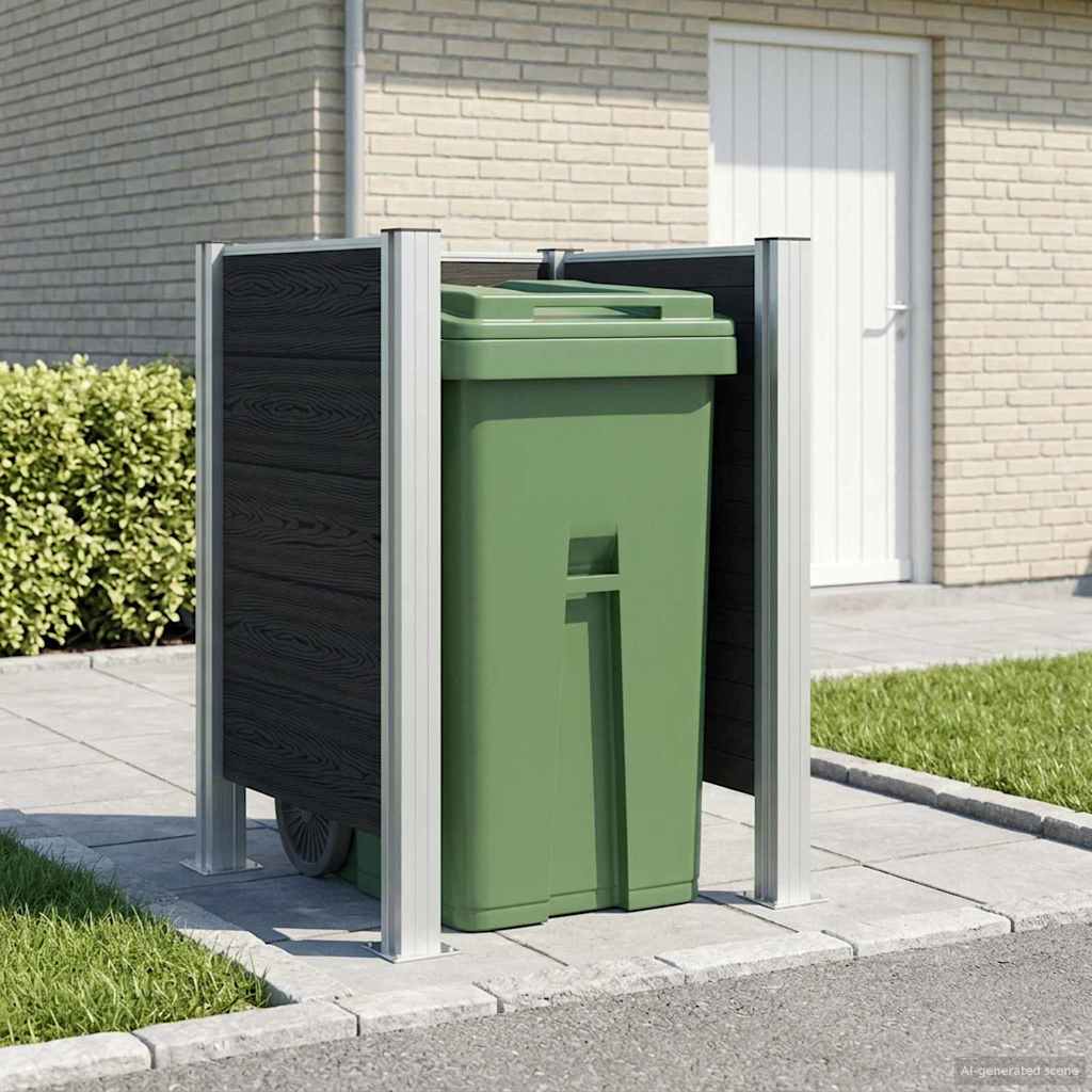 vidaXL Garbage Bin Fence Grey 85 x 85 x 115 cm Aluminium and WPC