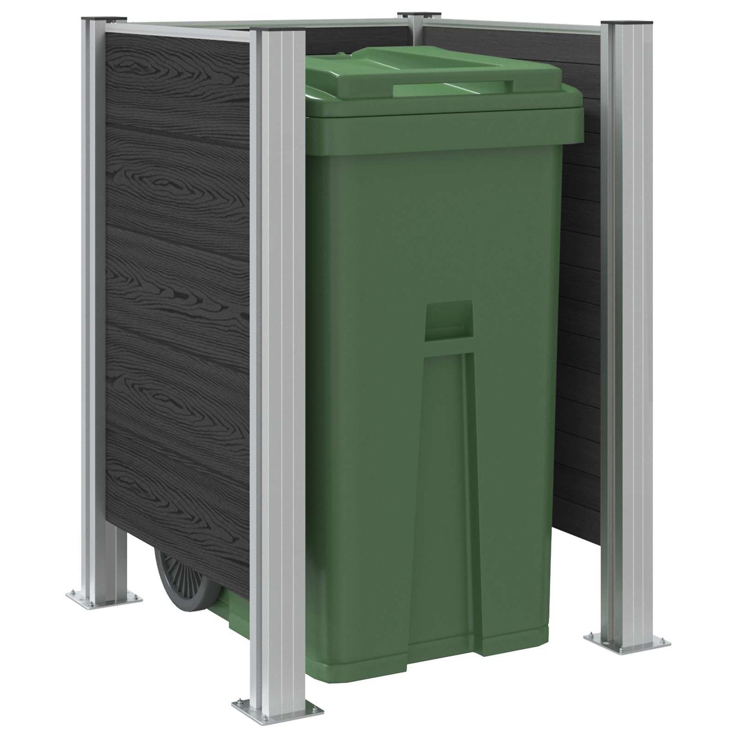 vidaXL Garbage Bin Fence Grey 85 x 85 x 115 cm Aluminium and WPC