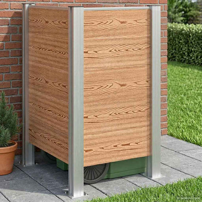vidaXL Garbage Bin Fence Brown 85 x 85 x 115 cm Aluminium and WPC