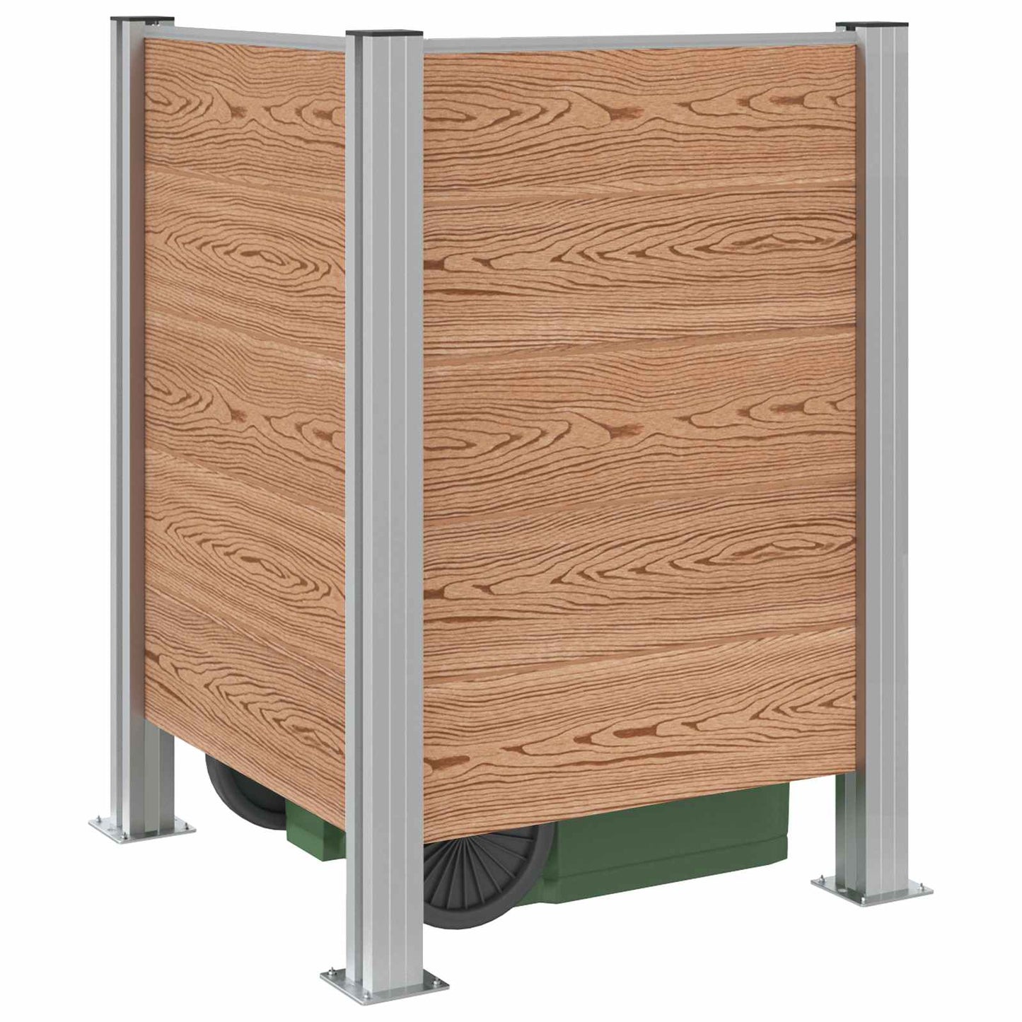 vidaXL Garbage Bin Fence Brown 85 x 85 x 115 cm Aluminium and WPC