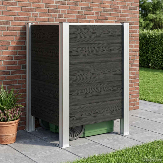 vidaXL Garbage Bin Fence Grey 85 x 85 x 115 cm Aluminium and WPC