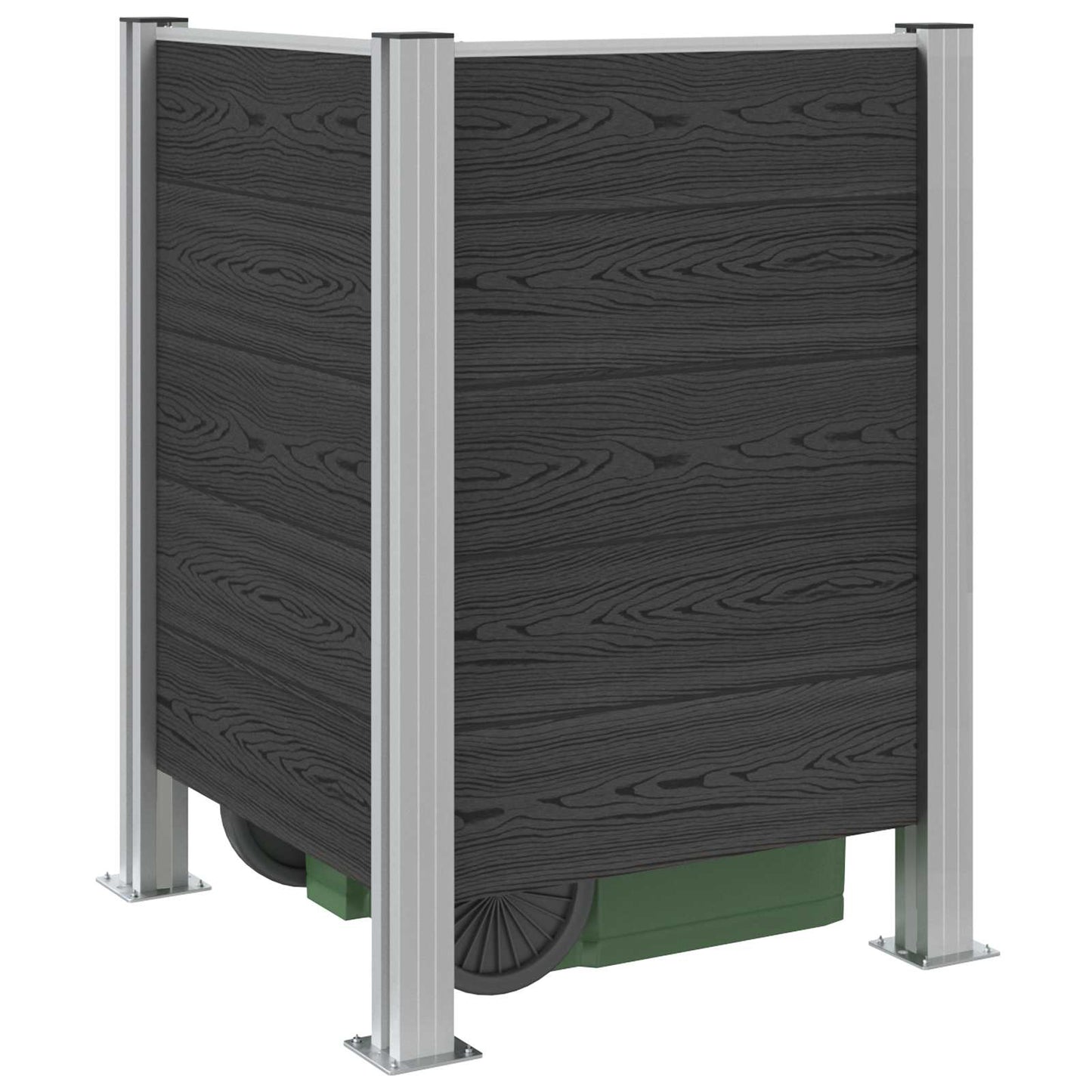 vidaXL Garbage Bin Fence Grey 85 x 85 x 115 cm Aluminium and WPC