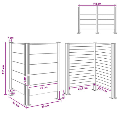 vidaXL Garbage Bin Fence Grey 85 x 85 x 115 cm Aluminium and WPC