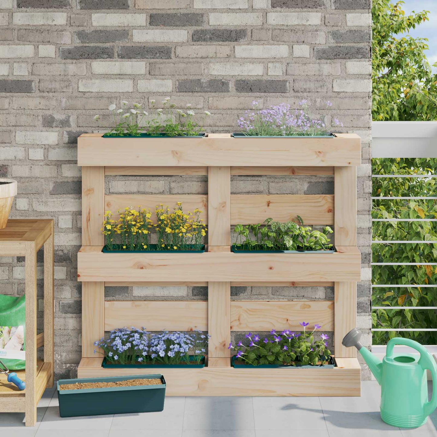 vidaXL Flower Boxes for Euro Pallets 12 pcs Green 36 x 13.5 x 9.5 cm