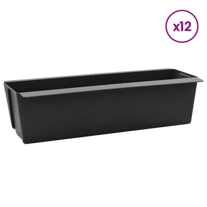vidaXL Flower Boxes for Euro Pallets 12 pcs Black 36 x 13.5 x 9.5 cm