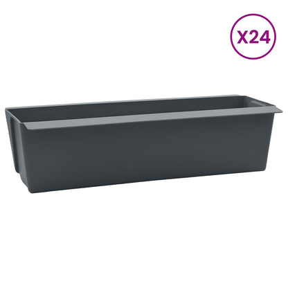 vidaXL Flower Boxes for Euro Pallets 24 pcs Grey 36 x 13.5 x 9.5 cm