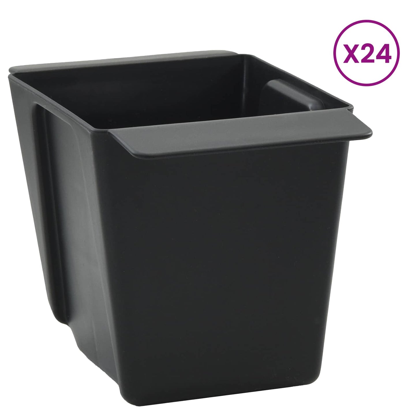 vidaXL Flower Boxes for Euro Pallets 24 pcs Black 13.5 x 9 x 9.5 cm