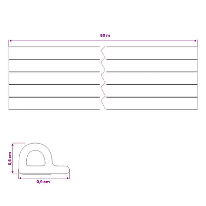 vidaXL Self-Adhesive Window Seal White 9 x 6 mm 50 m EPDM Foam
