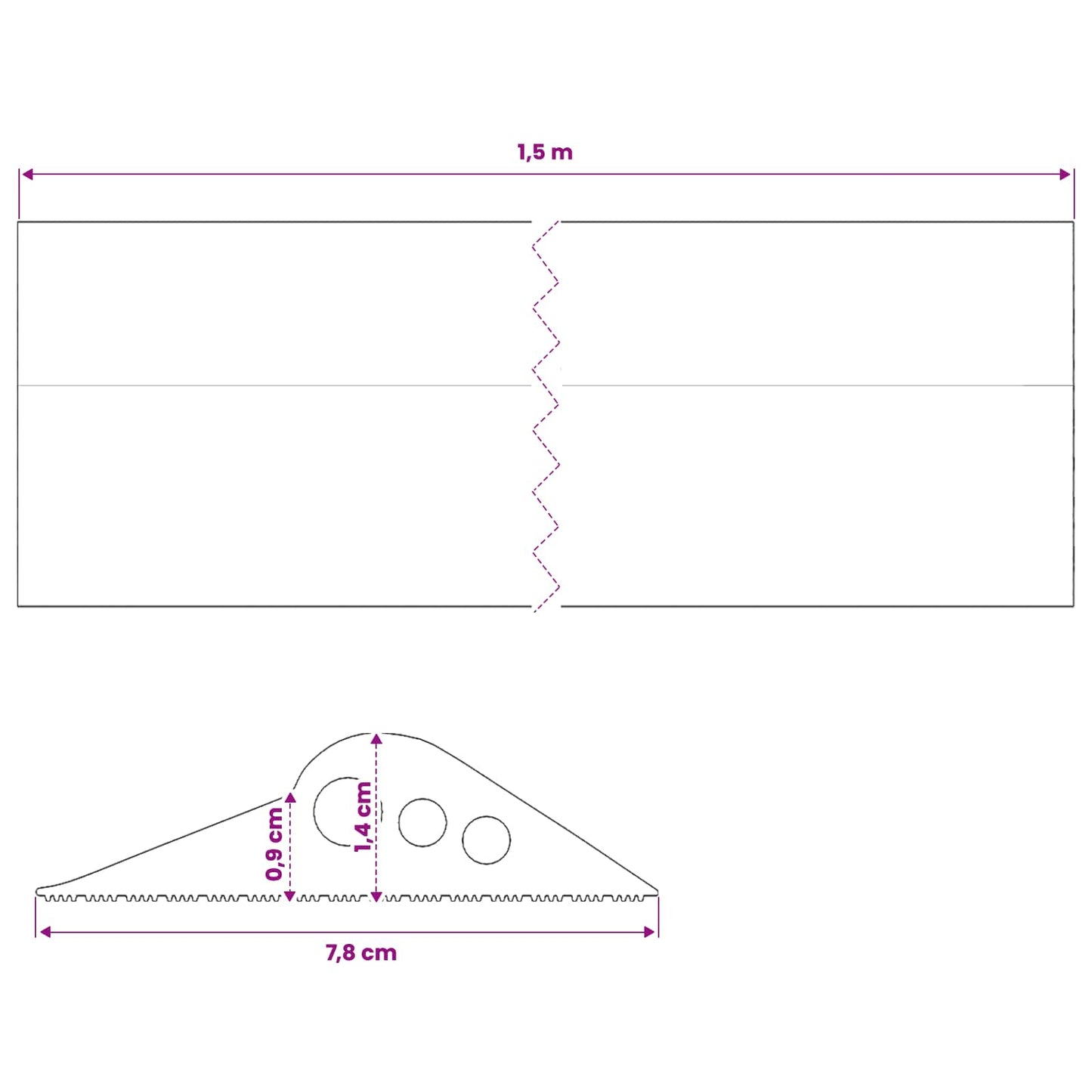vidaXL Garage Floor Seal Black 78 x 14 mm 1.5 m EPDM Rubber