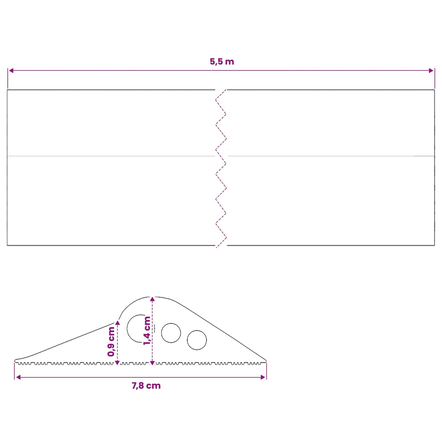 vidaXL Garage Floor Seal Black 78 x 14 mm 5.5 m EPDM Rubber