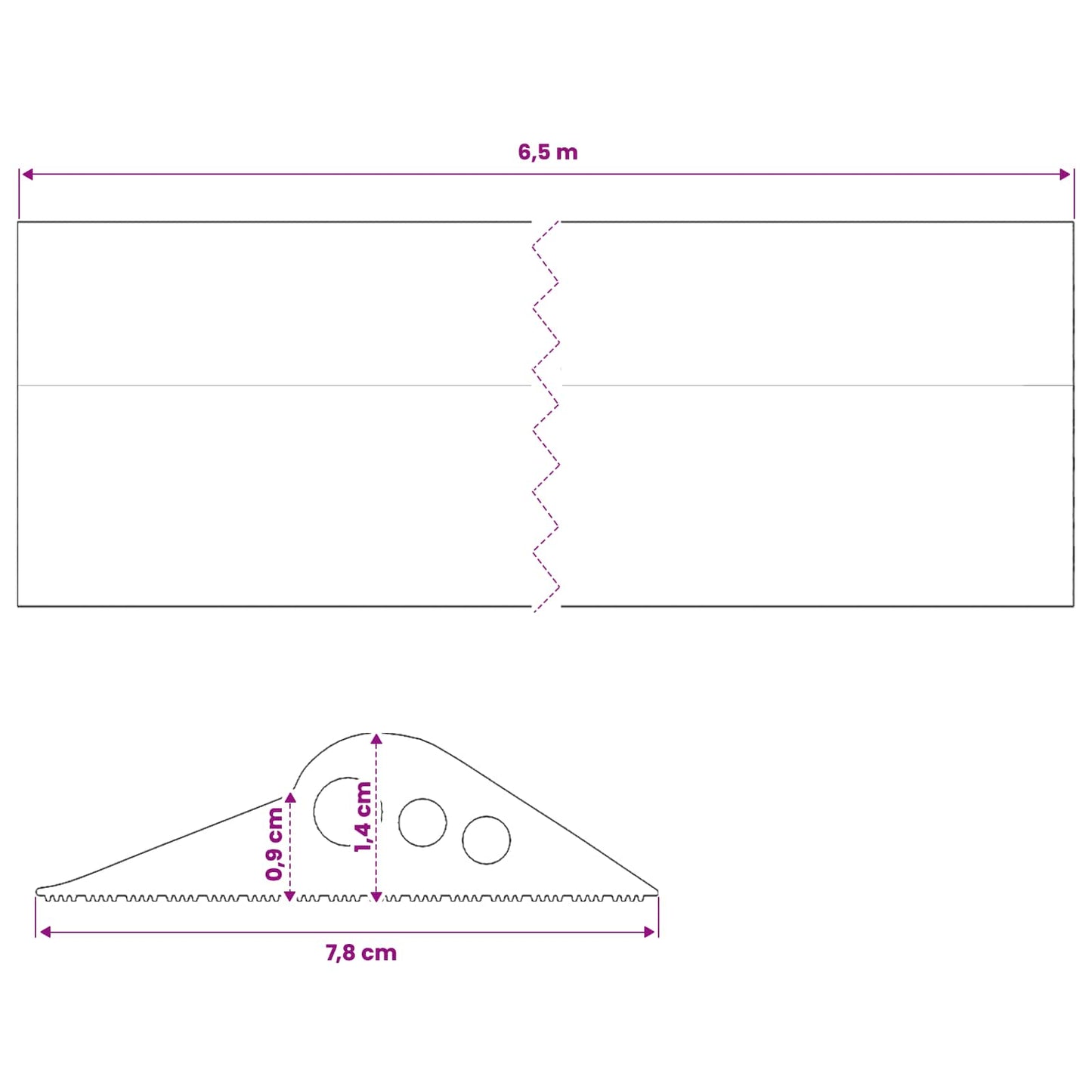 vidaXL Garage Floor Seal Black 78 x 14 mm 6.5 m EPDM Rubber
