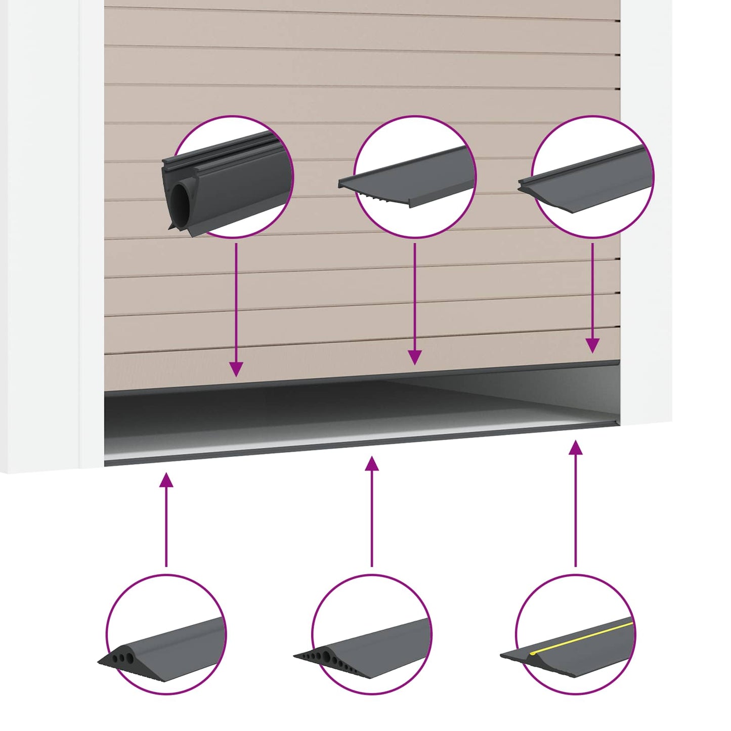 vidaXL Garage Floor Seal Black 155 x 28 mm 1 m EPDM Rubber
