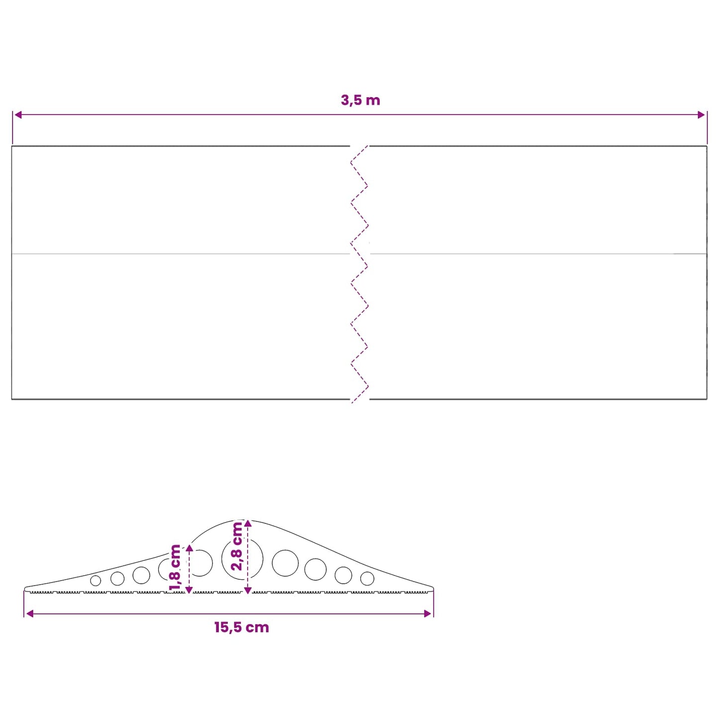 vidaXL Garage Floor Seal Black 155 x 28 mm 3.5 m EPDM Rubber