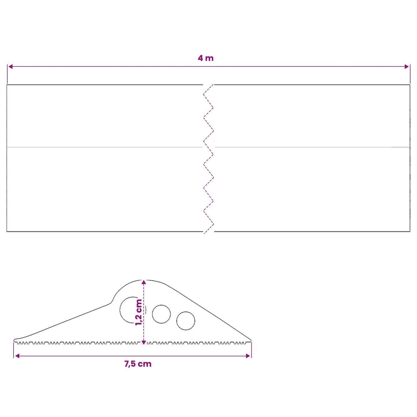 vidaXL Garage Floor Seal Black 75 x 12 mm 4 m EPDM Rubber