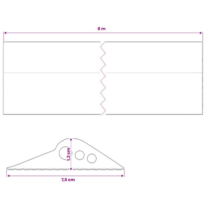 vidaXL Garage Floor Seal Black 75 x 12 mm 8 m EPDM Rubber