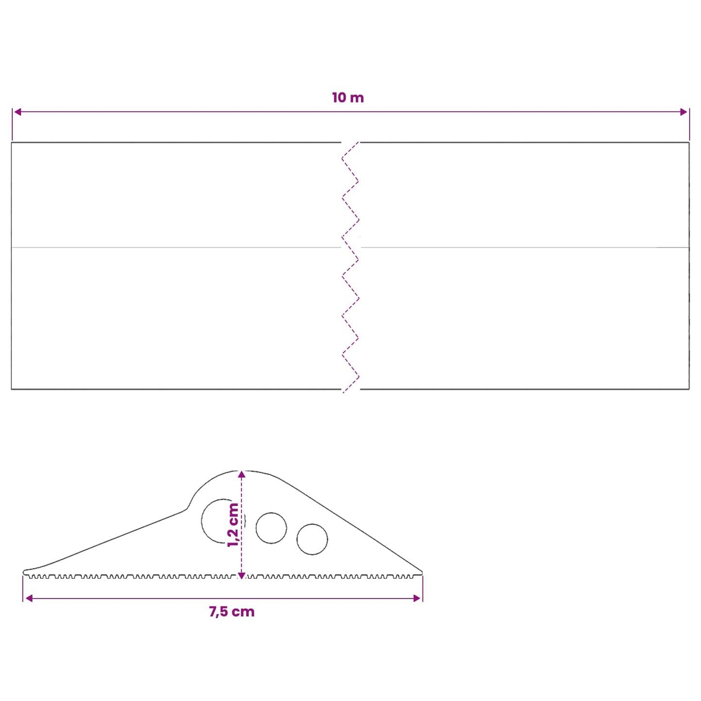 vidaXL Garage Floor Seal Black 75 x 12 mm 10 m EPDM Rubber