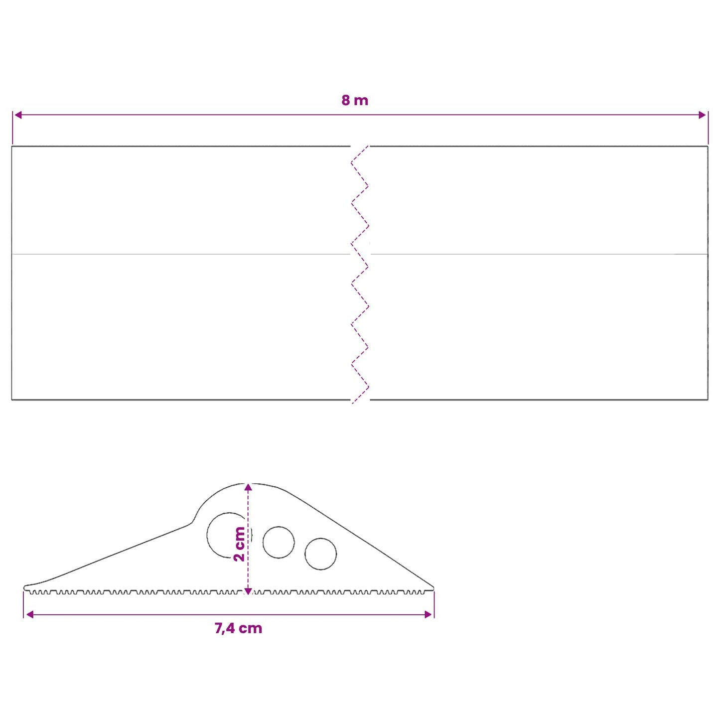vidaXL Garage Floor Seal Black 74 x 20 mm 8 m EPDM Rubber