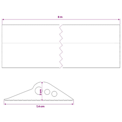 vidaXL Garage Floor Seal Black 74 x 20 mm 8 m EPDM Rubber