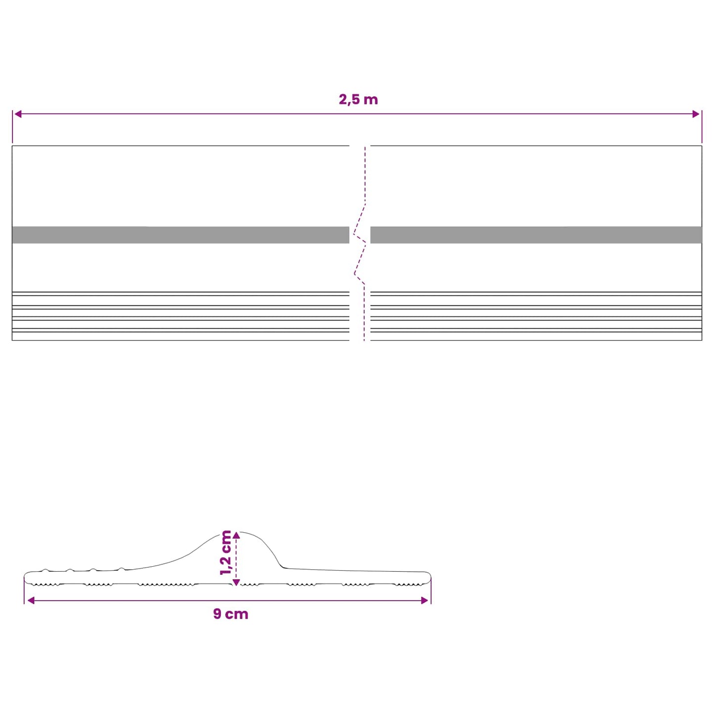 vidaXL Garage Floor Seal Black and Yellow 12 x 90 mm 2.5 m PVC