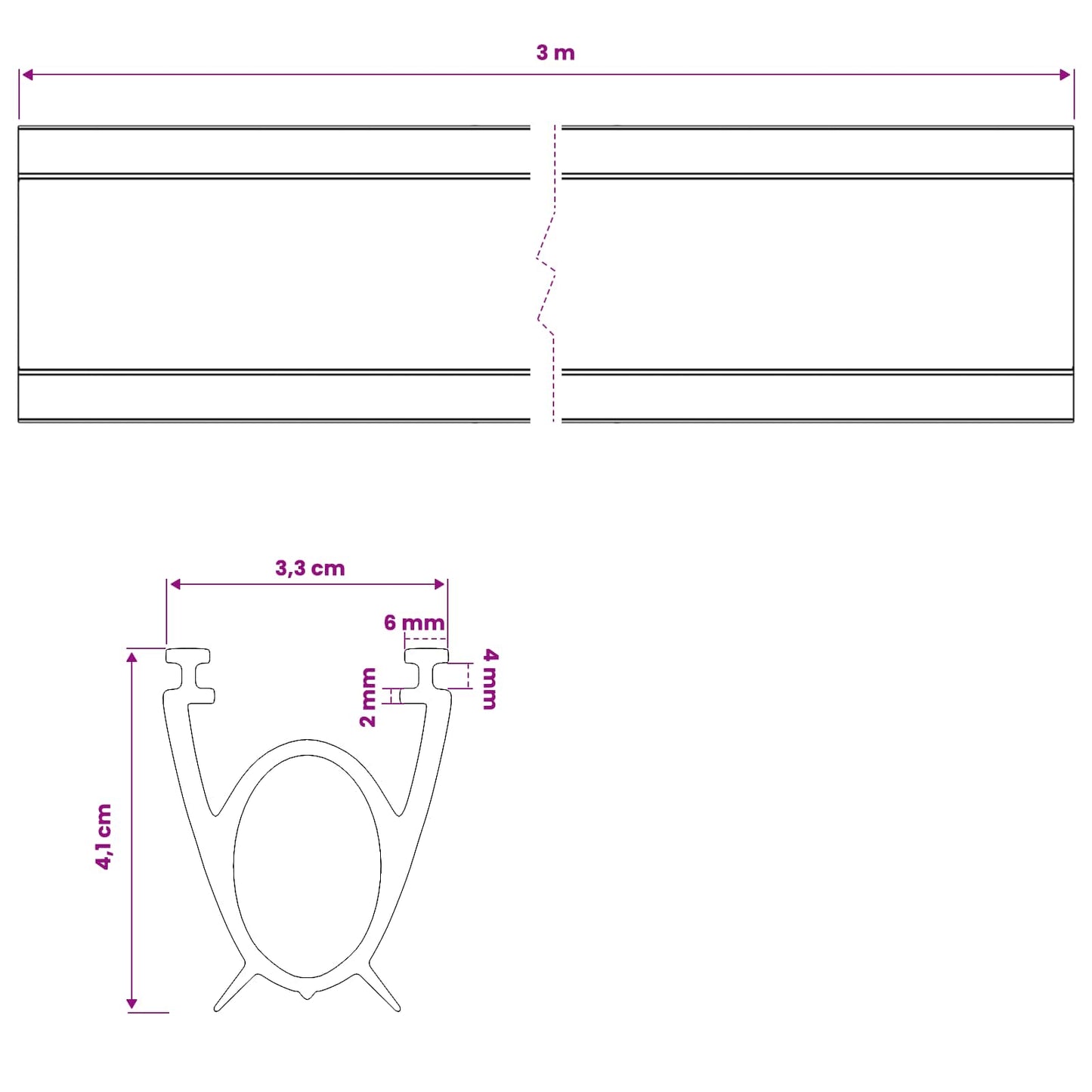 vidaXL Garage Door Seal Black 41 x 33 mm 3 m PVC