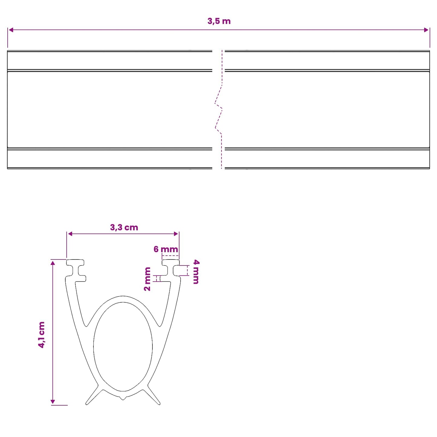 vidaXL Garage Door Seal Black 41 x 33 mm 3.5 m PVC