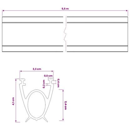vidaXL Garage Door Seal Black 41 x 33 mm 5.5 m PVC