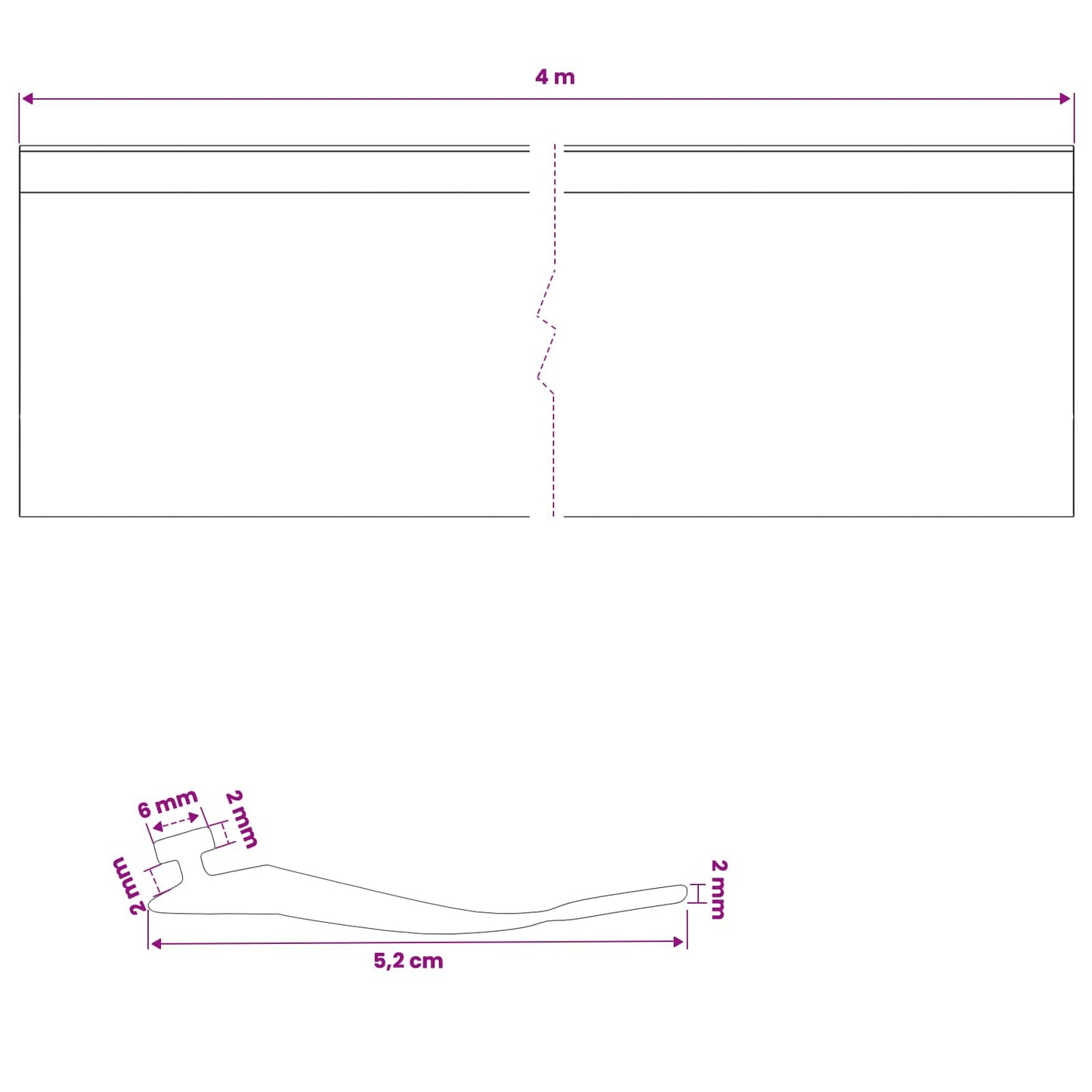 vidaXL Garage Door Seal Black 52 x 2 mm 4 m PVC