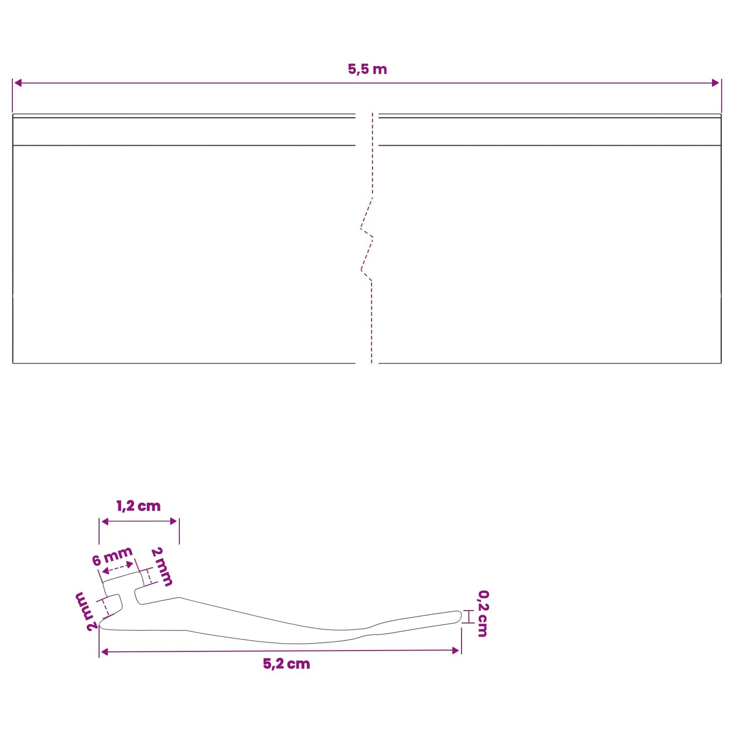 vidaXL Garage Door Seal Black 52 x 2 mm 5.5 m PVC