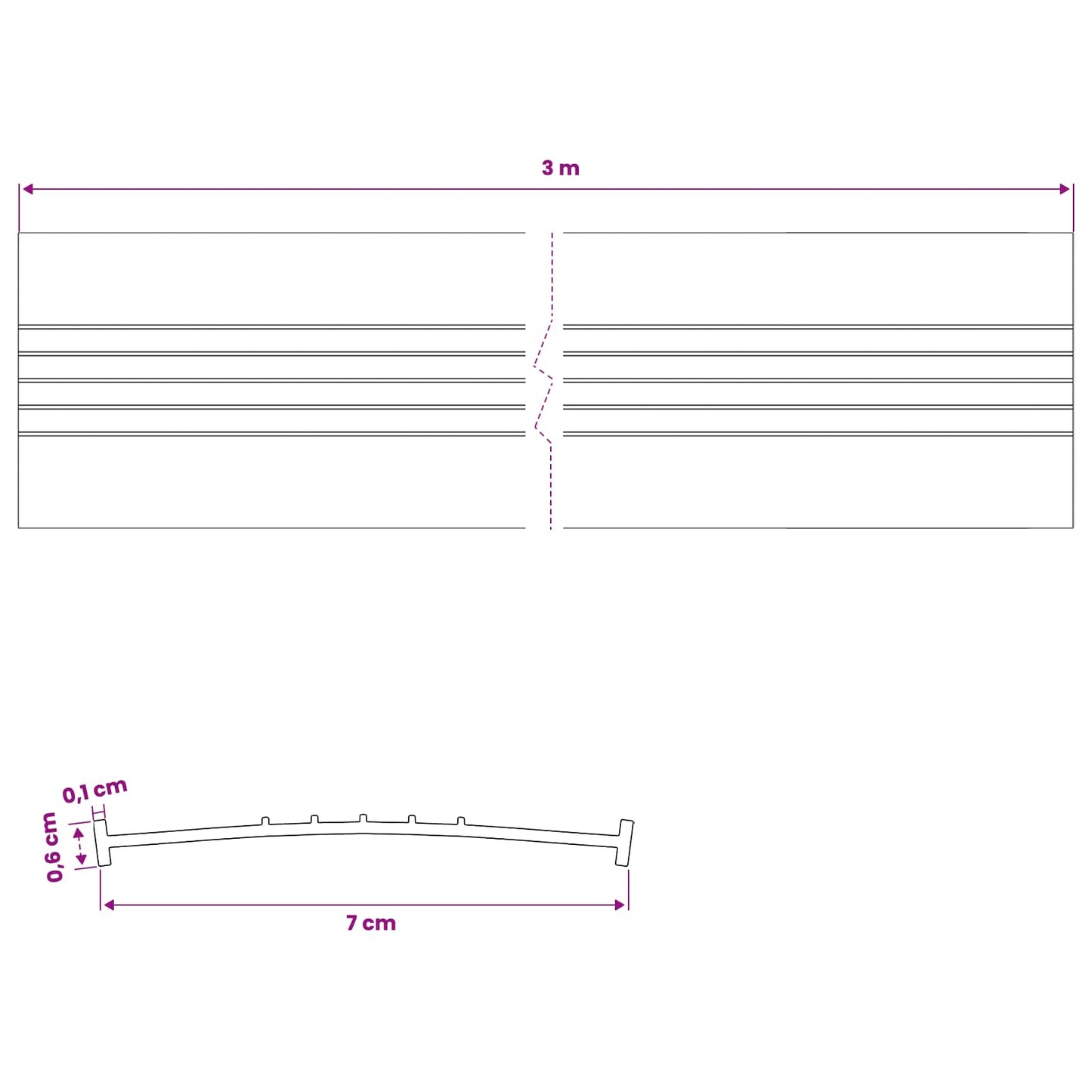 vidaXL Garage Door Seal Black 70 x 6 mm 3 m PVC