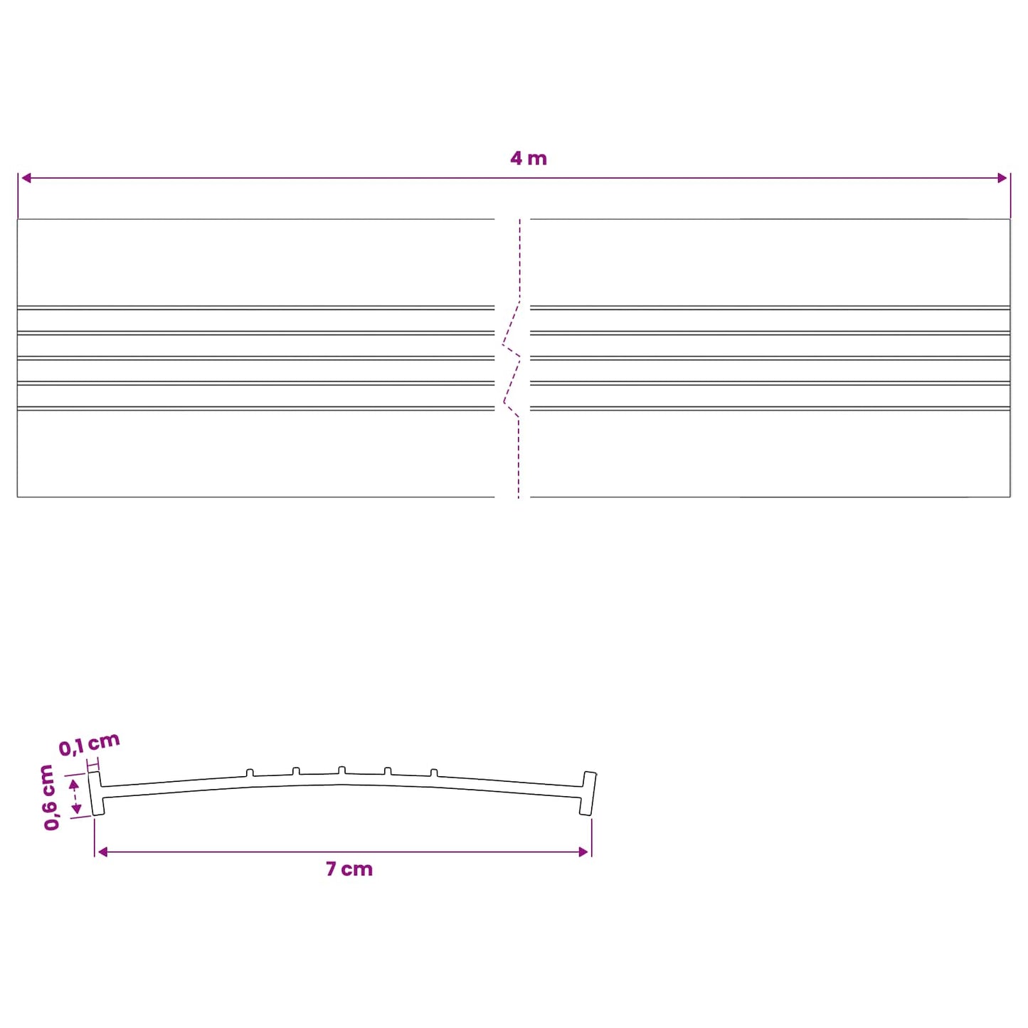 vidaXL Garage Door Seal Black 70 x 6 mm 4 m PVC